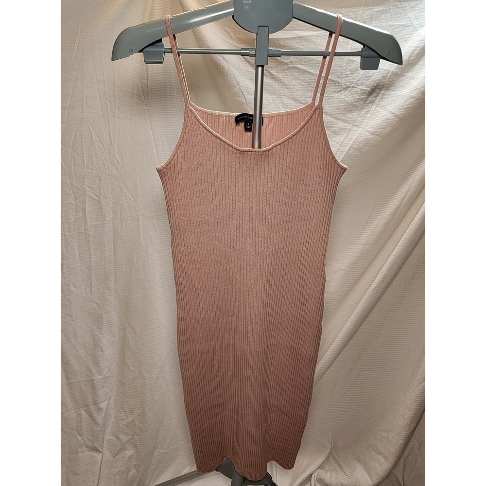 Banana Republic Strappy UV Resistant Ribbed Column Bodycon Midi Dress Pink Small